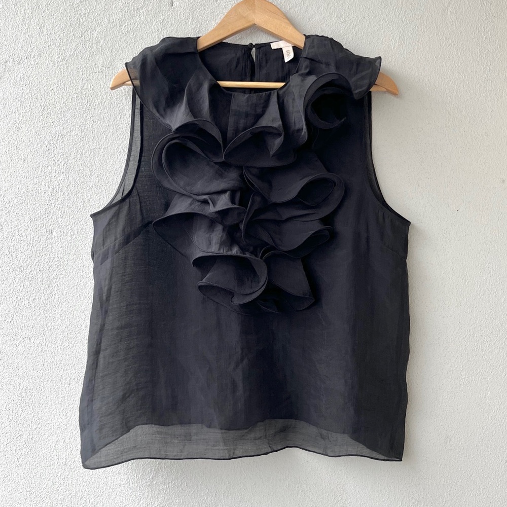 H&M | Sheer Ruffle Sleeveless Top